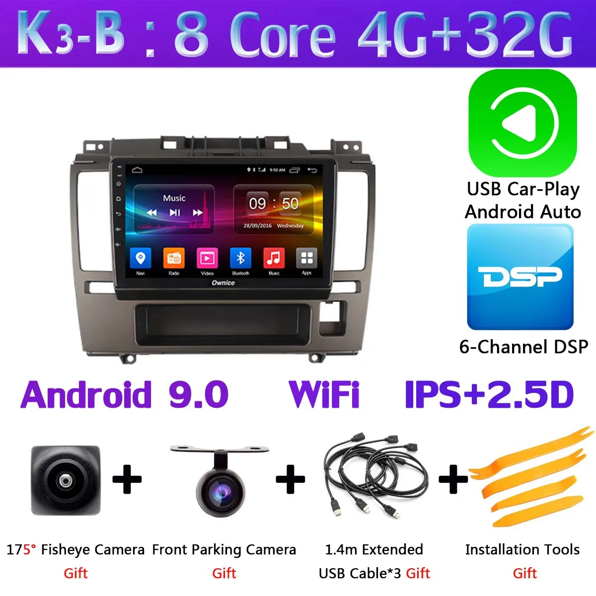 " 360°Panoramic Android Octa Core dvd-плеер для автомобиля для Nissan Tiida 2005 2006 2007 2008 2009 2010 автомобиль радио ADAS 4G DSP CarPlay - Цвет: K3-B-CarPlay