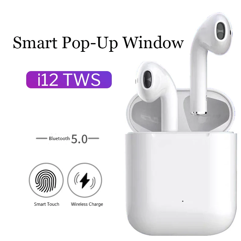 

I12 TWS Wireless Earbuds Pop-up Window Light In-ear Petection Bluetooth Headset 5.0 Wireless Bluetooth Earphone