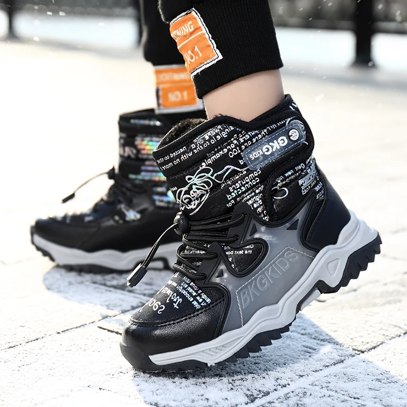 Waterproof Baby Girls Snow shoes for -30 Degrees Winter Non-slip Female Shoes Super Warm Fashion Kids Boots with Wool Size 27-39 | Спорт и