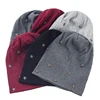 Geebro Women Star Ribbed knitted Cotton skullies Beanie Casual Soft Design Solid Bonnets hat Ladies Slouchy Hat Wholesale 2