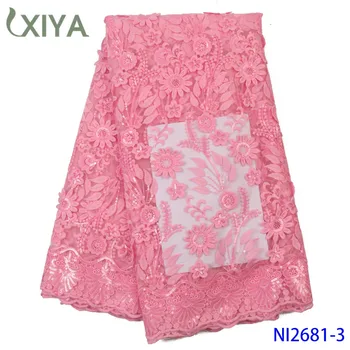 

High Quality African Fabrics French Tulle Mesh Lace with Sequins Baby Pink Nigerian Net Lace Fabric for Bridals Materials NI2681