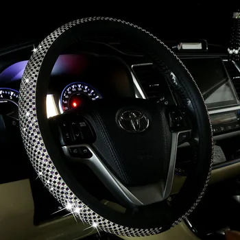 

5 Colors Diamond Steering Wheel Cover Crystal Luxury Car Steering Wheel Cover Set for Women Girls Ladies Bling Bing 38CM/15" New
