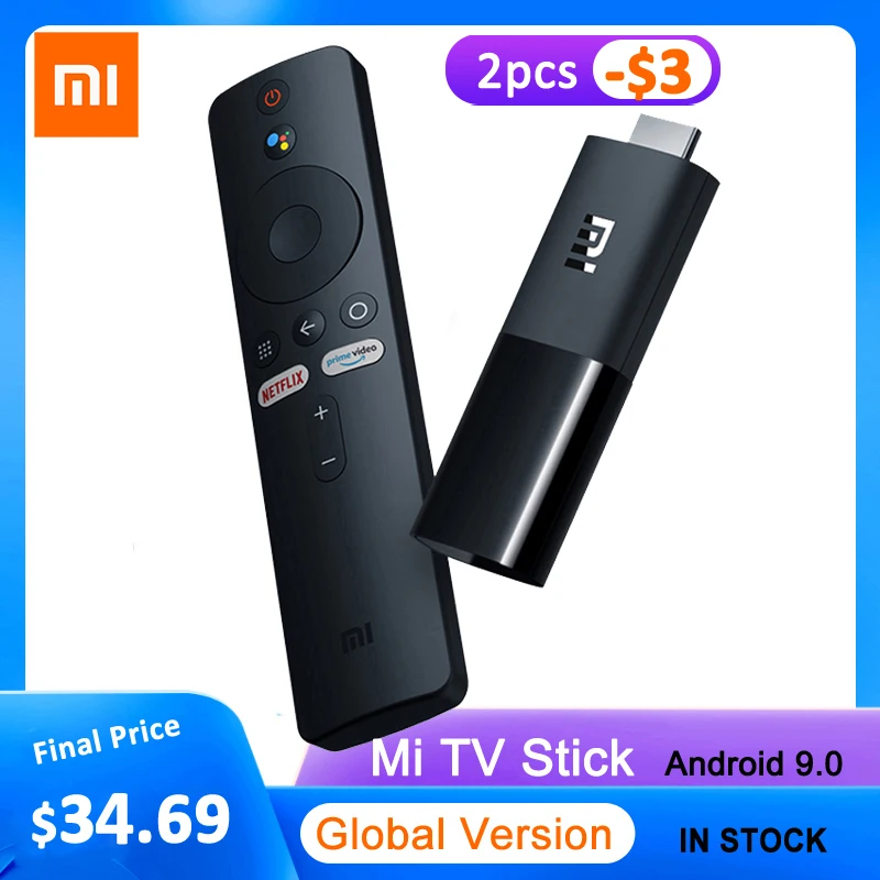 Xiaomi Mi TV Stick глобальная версия Android TV 9,0 4-х ядерный 1080P HD двойной декодирования 1 ГБ ОЗУ 8 Гб Google Assistant Netflix Wi-Fi 5 Xiaomi Mi TV Stick глобальная версия Android TV 9,0 4-х ядерный 1080P HD двойной декодирования 1 ГБ ОЗУ 8 Гб Google Assistant Netflix Wi-Fi 5