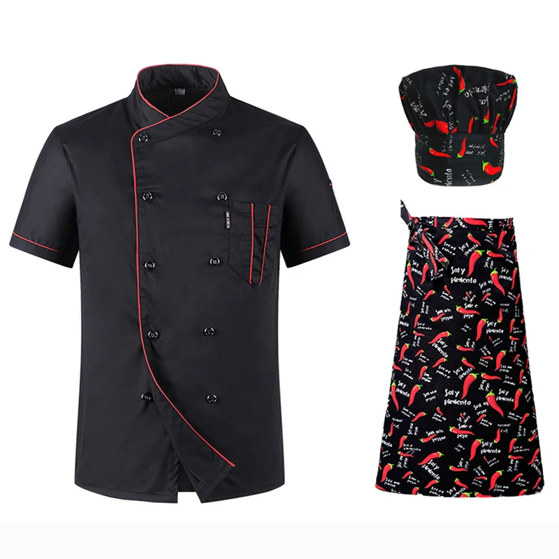Chef Uniform Unisex Kitchen Bakery Catering work Cook Short Sleeve shirt Breathable Double Breasted Chef Jacket