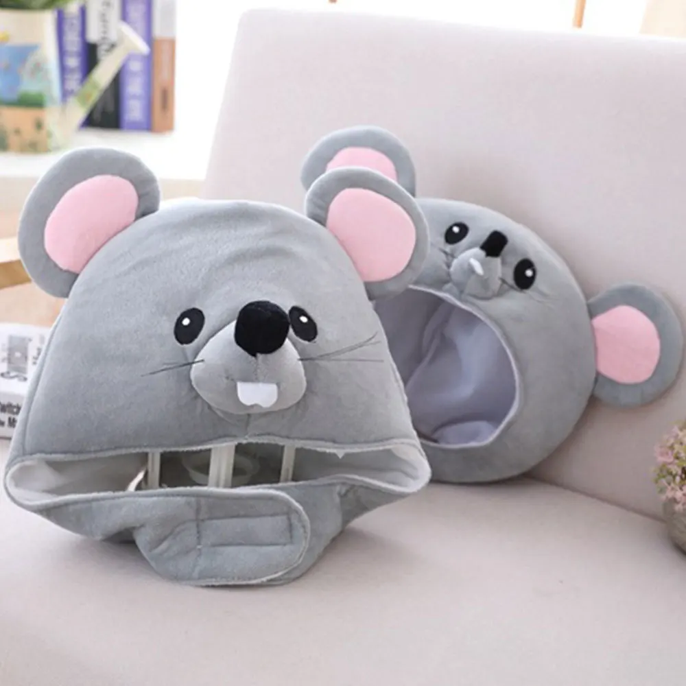 New Cartoon Plush Faux Fur Animal Rat Hat Cute Cap Soft Warm Winter Head Wear Fun 2