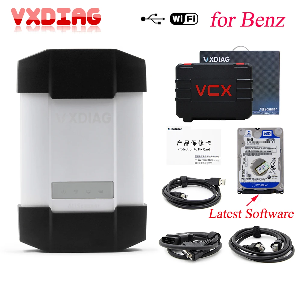 VXDIAG VCX PLUS для Benz WIFI OBD2 obd2 DAS/Xentry новейший дизельный автомобильный