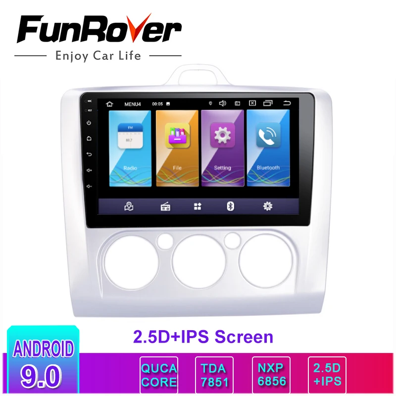 Funrover 2 din androi 8,0 Автомобильный dvd Радио для Ford Focus 2 Exi MT Mondeo Galaxy S-max smax Kuga c-max 2004-2011 gps Мультимедиа bt