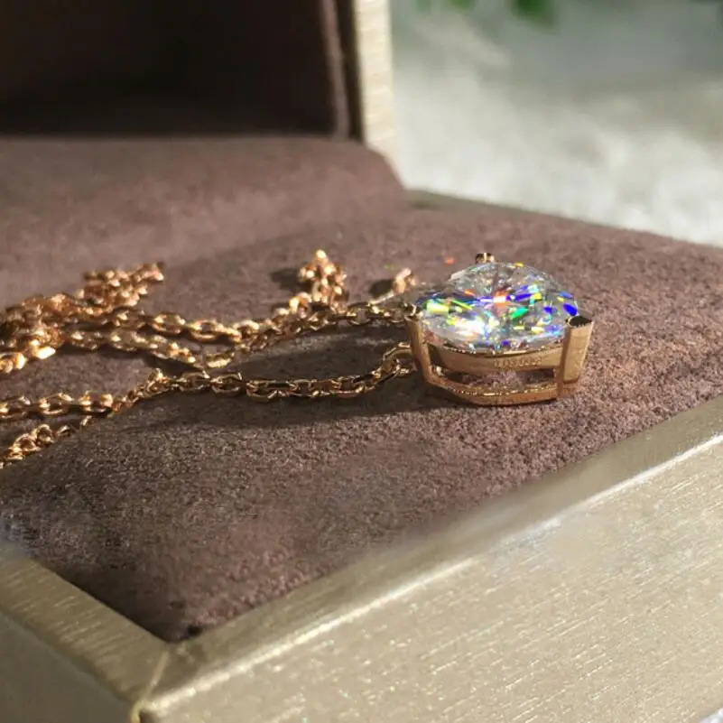 Romantic Rose Gold Clavicle Chain Pendant Necklace Women Fashion Heart Shaped Cubic Zirconia Marriage Wedding Necklace