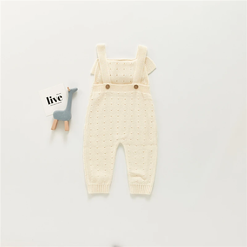0-3Y Baby Knitted Jumpsuit for Newborns Casual Solid Strap Rompers Playsuits Spring Autumn Cotton Kids Clothes Girls Costumes cute baby bodysuits