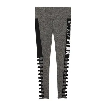 High Elastic Waist  leggings Pink Letter Print Hollow Out Leggings Patchwork Fitness Leggings  Sportswear Pants 6