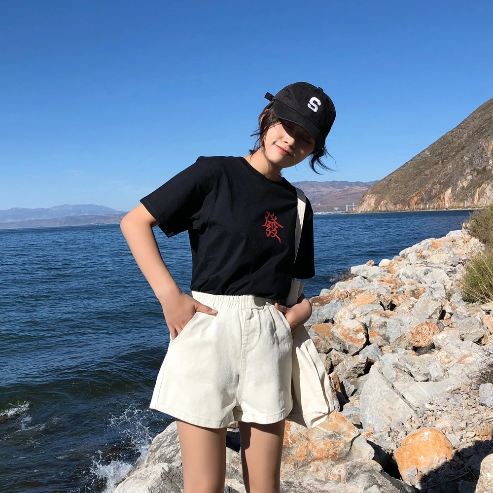 S-xl 4 цвета 2019 летние свободные джинсовые шорты в Корейском стиле с эластичной резинкой на талии женские широкие шорты lege женские (Z6280)