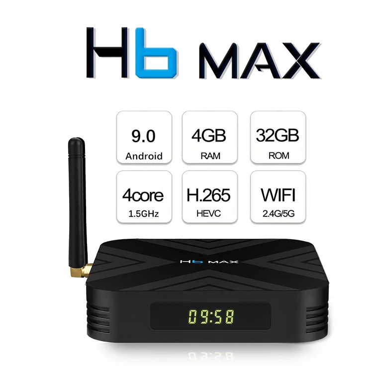 H6 Max Plus Android 9.0 Smart TV BOX 4GB/32 GB TVBOX Allwinner H6 H.265 4K 2.4G WiFi Media Player Youtube Set Top Box H 96 Max