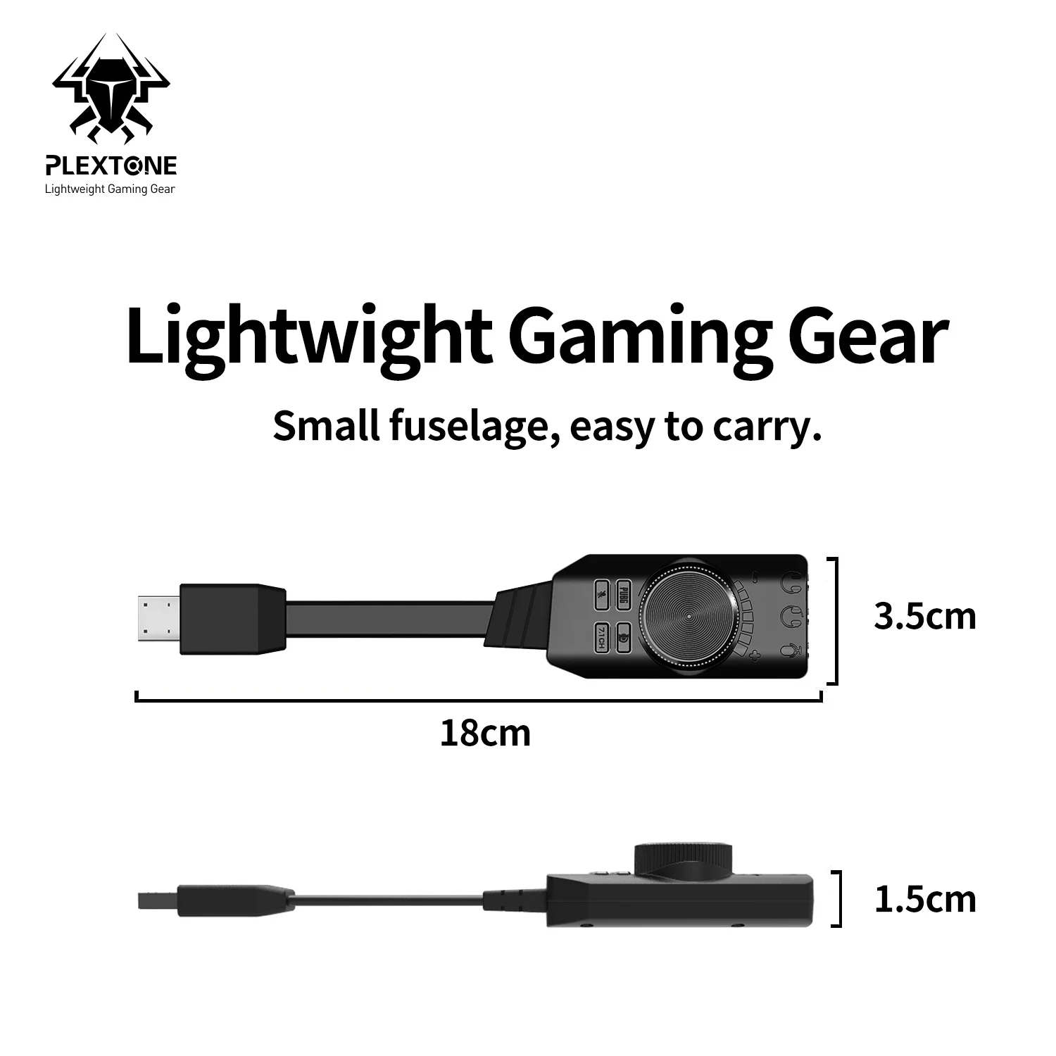 PLEXTONE GS3 Sound Card Virtual 7.1 Channel Adapter External USB Amplify Sound 3.5mm Headset Converter PC Desktop Laptop