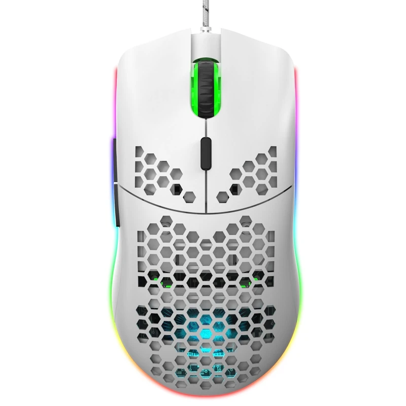 

J900 6400DPI Adjustable 6 Buttons Gamer USB Wired Honeycomb Hollow Mouse Hollow-out RGB Gaming Mouse for Desktop PC Laptop