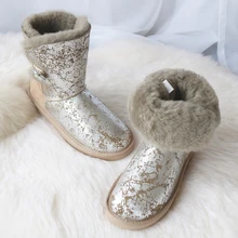 G& Zaco/роскошные женские зимние ботинки из натуральной овечьей кожи; шерстяные ботинки; женская теплая обувь до середины икры на плоской подошве с натуральным овечьим мехом и кристаллами