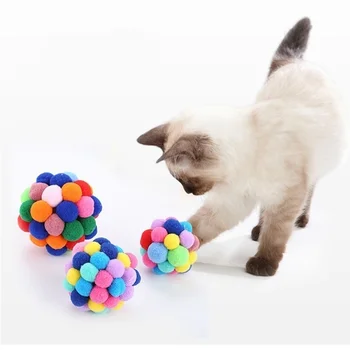 

Funny Cat Toy Ball Catnip Colorful Handmade Bell Built-in Ball Pet Supplies Pet Toy Cat and Dog
