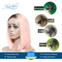 Черный корень короткий Боб кружевной парик бразильские прямые человеческие волосы новая звезда бесклеевой кружевной передний парик 1B/розовый/99j/серый/оранжевый Омбре парик