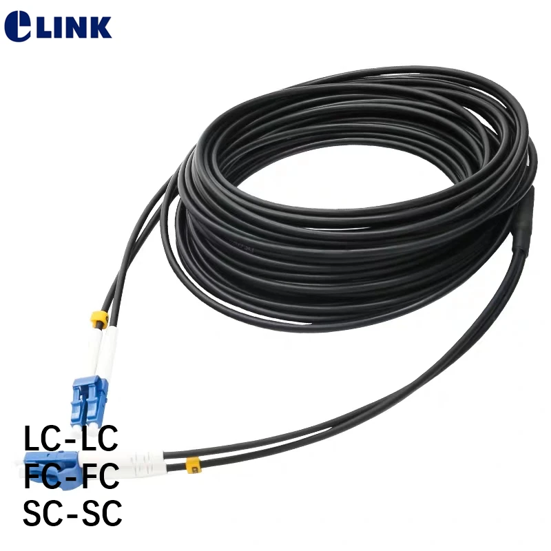 

20mtr Armored Fiber optic Patch Lead waterproof LC-LC SC-SC FC-FC 2 core Singlemode FTTA armor jumper Outdoor SM DX OD=3.3mm