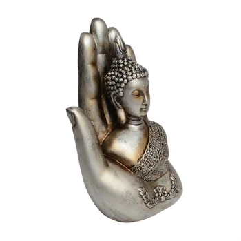 

Classical Craft Morden Living Room Statue Silver Home Decor Resin Desktop Ornament Art Collection Buddha Hand Figurine Monk