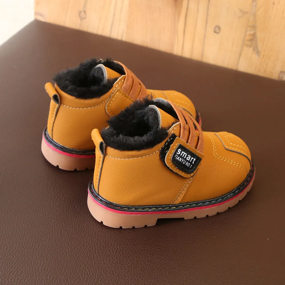 Детская зимняя теплая обувь для маленьких девочек и мальчиков; зимние ботинки; кроссовки