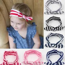Новые продукты Европа и Америка Детская резинка для волос в полоску Детская повязка на голову с кроличьими ушками обруч для волос