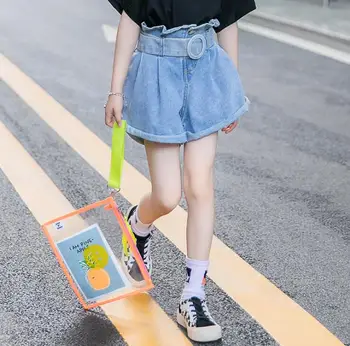 

2020 new wholesale girls denim shorts with belt summer fashion girls shorts 4-9t C990