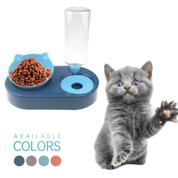 

Pet Bowls Cat Food Water Feeder Dog With Auto Water Dispenser Cat Food Bowl Drinking Raised Stand Dish Pet Accessories