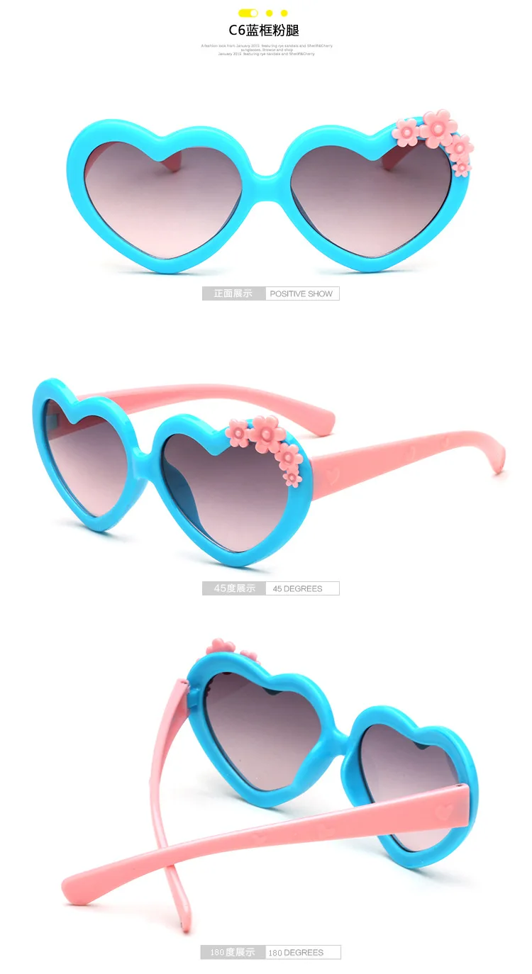 Солнцезащитные очки с защитой от ультрафиолета для детей, новинка, Мультяшные очки с сердечками и цветами, солнцезащитные очки для маленьких мальчиков и девочек