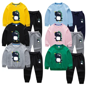 

New Boys Clothing Sets Cotton Dinosaur Long Sleeve T Shirt+Pants Sets Kids Clothes Tracksuit Spring Autumn Baby Kids Sets