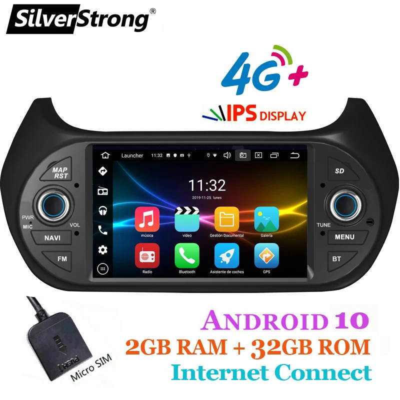 Автомобильный мультимедийный плеер GPS для FIAT/Fiorino/Qubo/Citroen/Nemo/Peugeot/Bipper Android10.0 OctaCore 1DIN