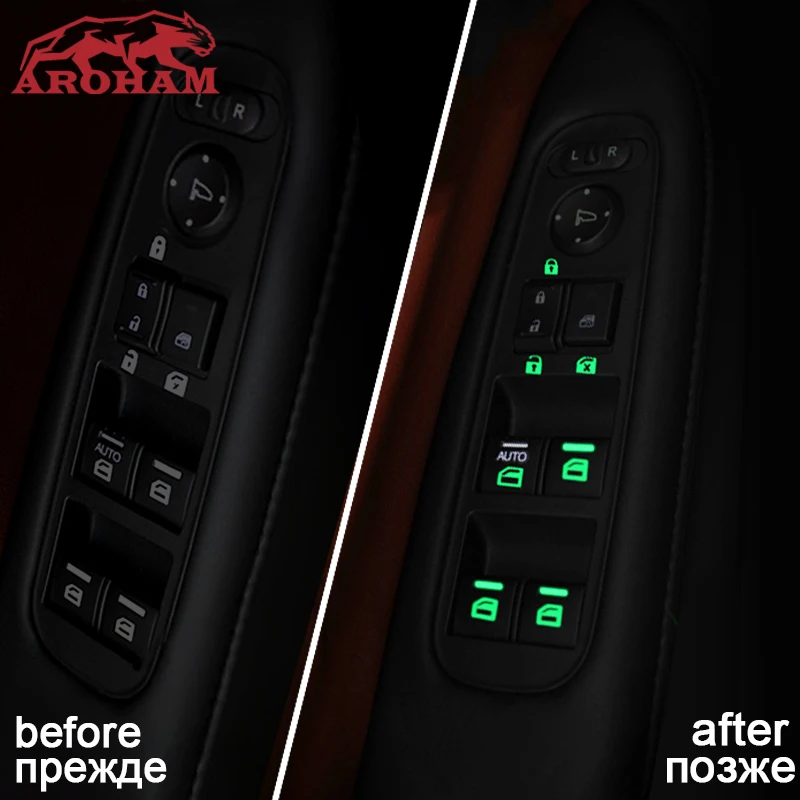 

window switch Button Noctilucent Sticker Cover For Mitsubishi ASX Lancer Pajero Outlander For Honda Civic CRV Jazz Highlander