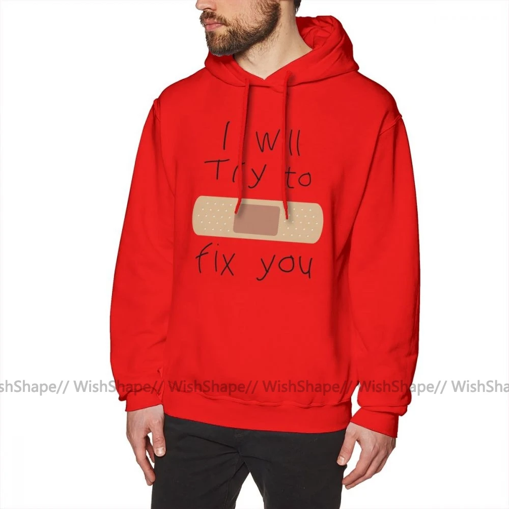 Толстовка Coldplay I Will Trip To Fix You, худи фиолетового цвета, длинный пуловер, худи для мужчин, крутые, свободные, большие, хлопковые, зимние толстовки - Цвет: Red
