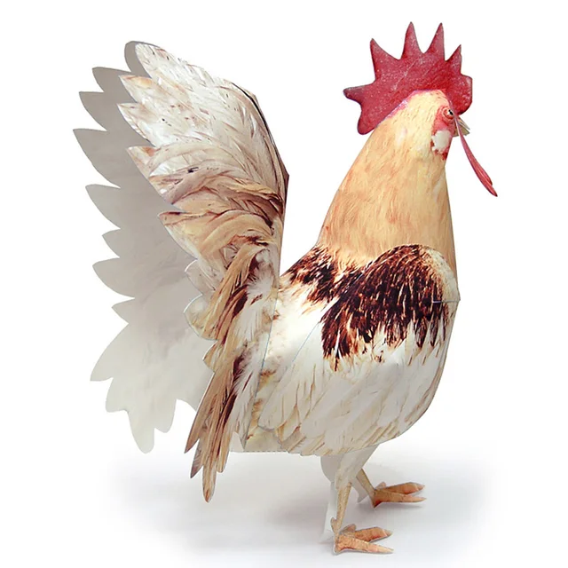 Chicken Cock Paper Model Realistic Animal Mini Cute Folding Origami Art 3D Papercraft DIY Kids Adult Handmade Craft Toys WE-038 2