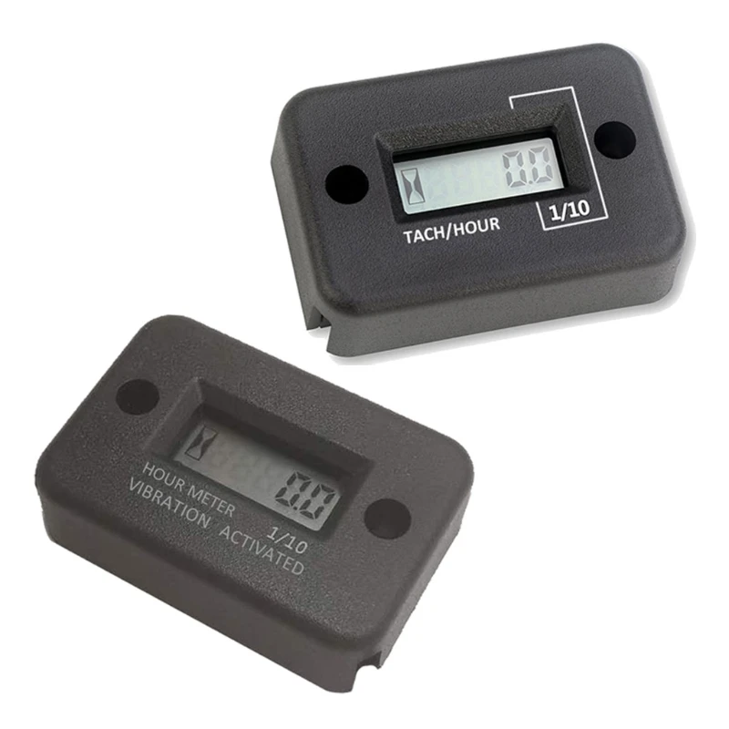 Tach Vibration Hour Meter Hour Counter RPM Counter Waterproof, LCD Screen Operating Hour Meter