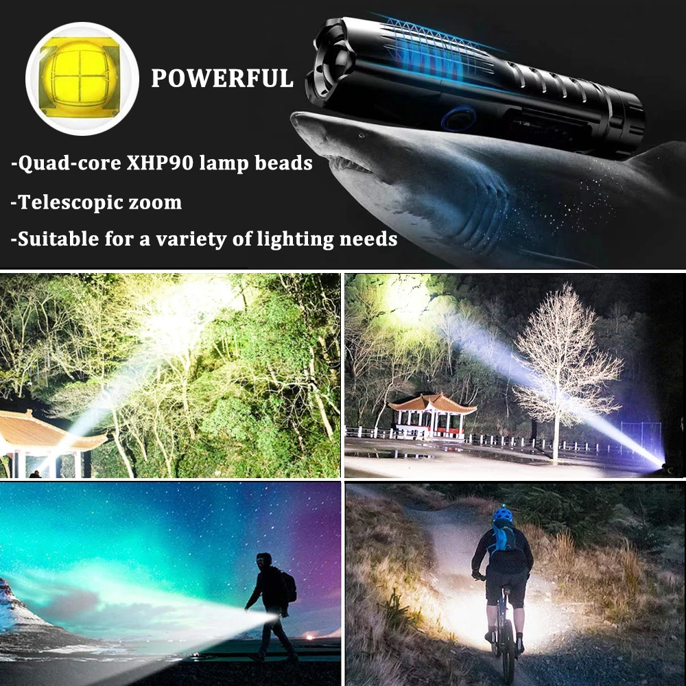 Суперъяркая светодиодная вспышка XHP90 с функцией ввода и вывода USB 5 режимов яркий