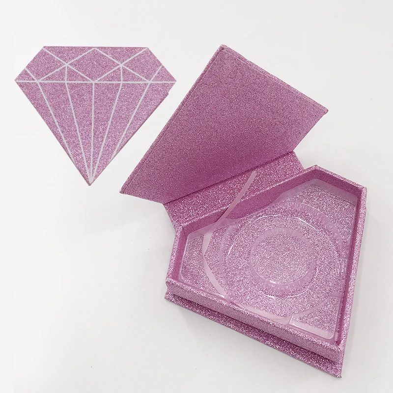 Glitter pink Заказная упаковка пустая Алмазная коробка с поддоном 25 мм норковые ресницы - Цвет: Glitter pink