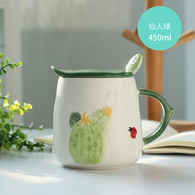

Kids Simple Ceramic Mug with Cover Spoon Creative Milk Espresso Mugs for Couple Tea Coffee Taza Desayuno Personalised Mug MM50MK