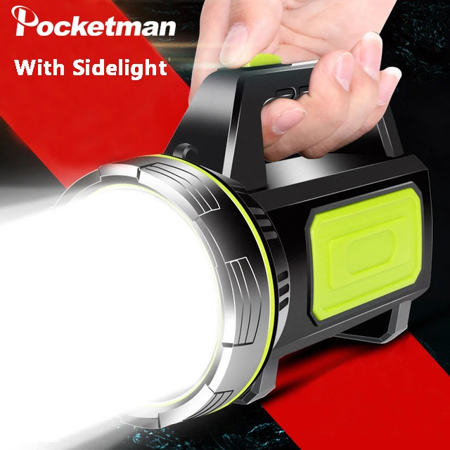 100000lm Powerful Led Flashlight Lanterna Portable Searchlight Rechargeable Spotlight 500m Range Hunting Lamp With Side Light Portable Spotlights Aliexpress