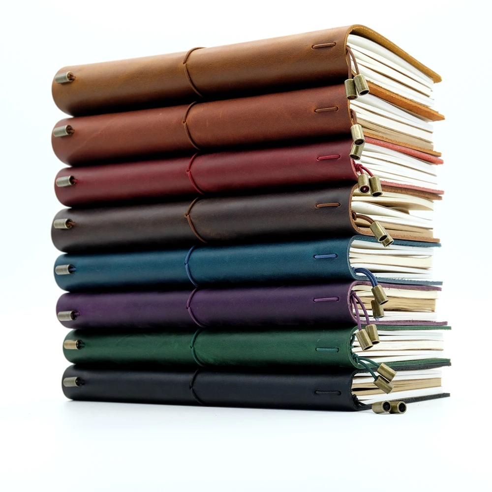 100% Handmade Genuine Leather Traveler's Notebook Travel Diary Journal Vintage Cowhide Gift Planner Free Lettering Embosse 2