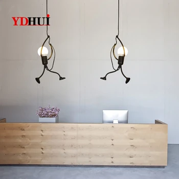 

Sale Modern Charming Hanging Chandelier Creative Iron People Lamp Elegant Hanger Luminaire Adjustable Height Iron chandelier