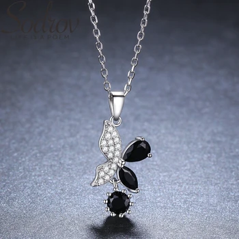 

SODROV 2019 New Romantic 925 Sterling Silver Jewelry Butterfly Necklace for Women Black Spine Female Gift KK015