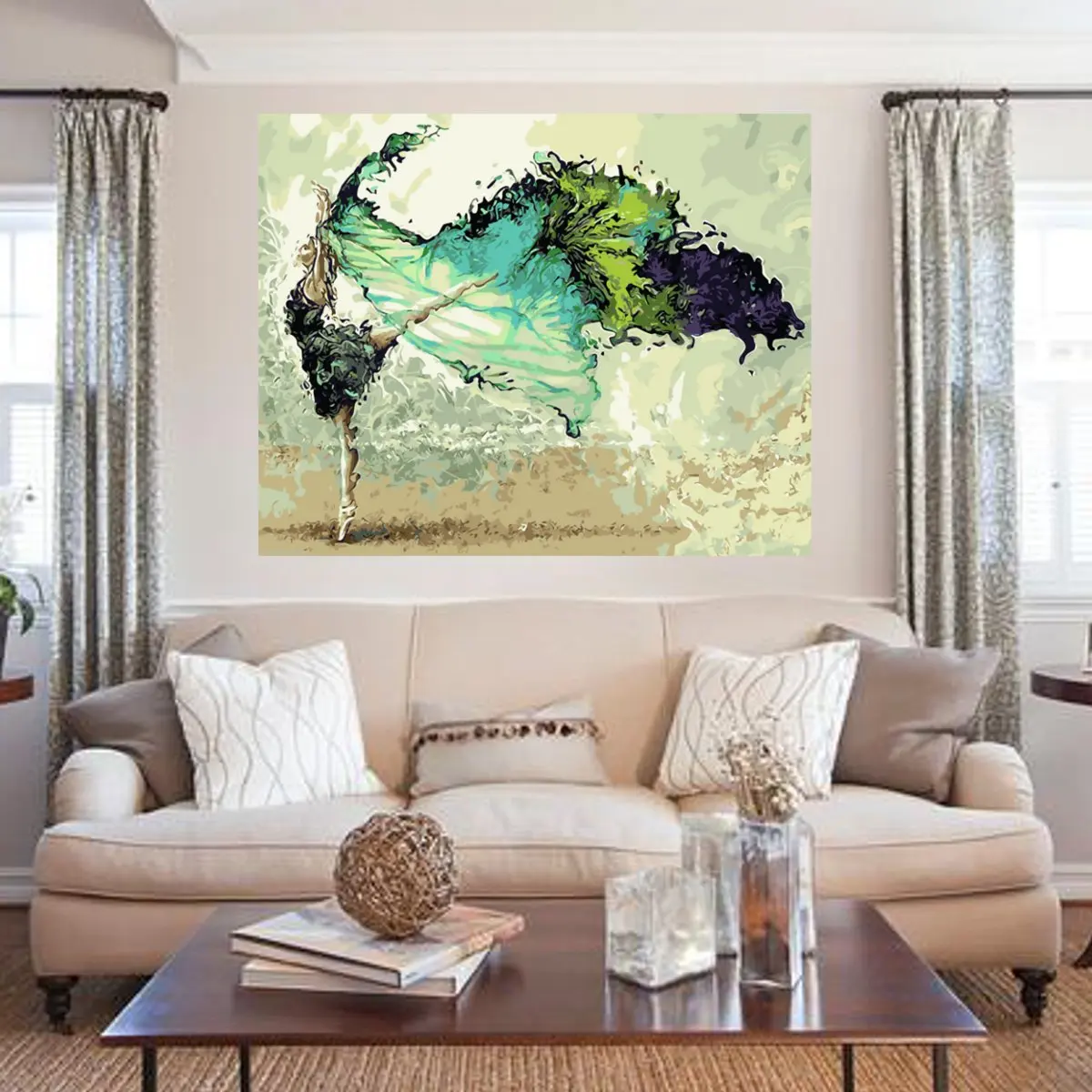 Art Supplies 3 Pieces Canvas DIY Paint By Number Kit Digital Oil