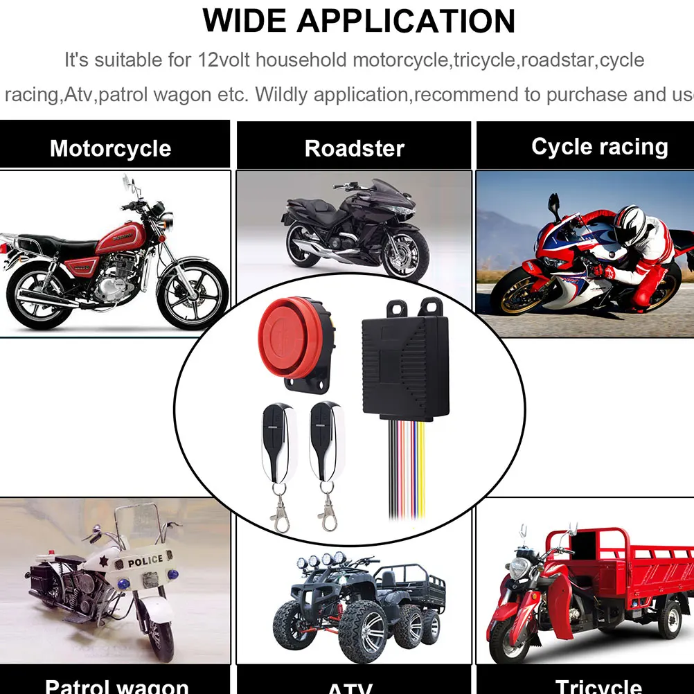 12V мотоцикл сигнализация Системы Рог скутер двигатель дистанционного управления пусковой, БЕСКЛЮЧЕВОЙ анти-линии разреза Универсальный мото сигнализации Динамик