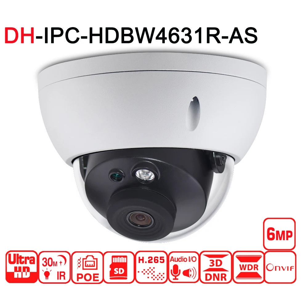 IPC HDBW4631R AS с аудио вход/выход и сигнализация POE 6MP ip камера логотипом DH сетевая CCTV IP