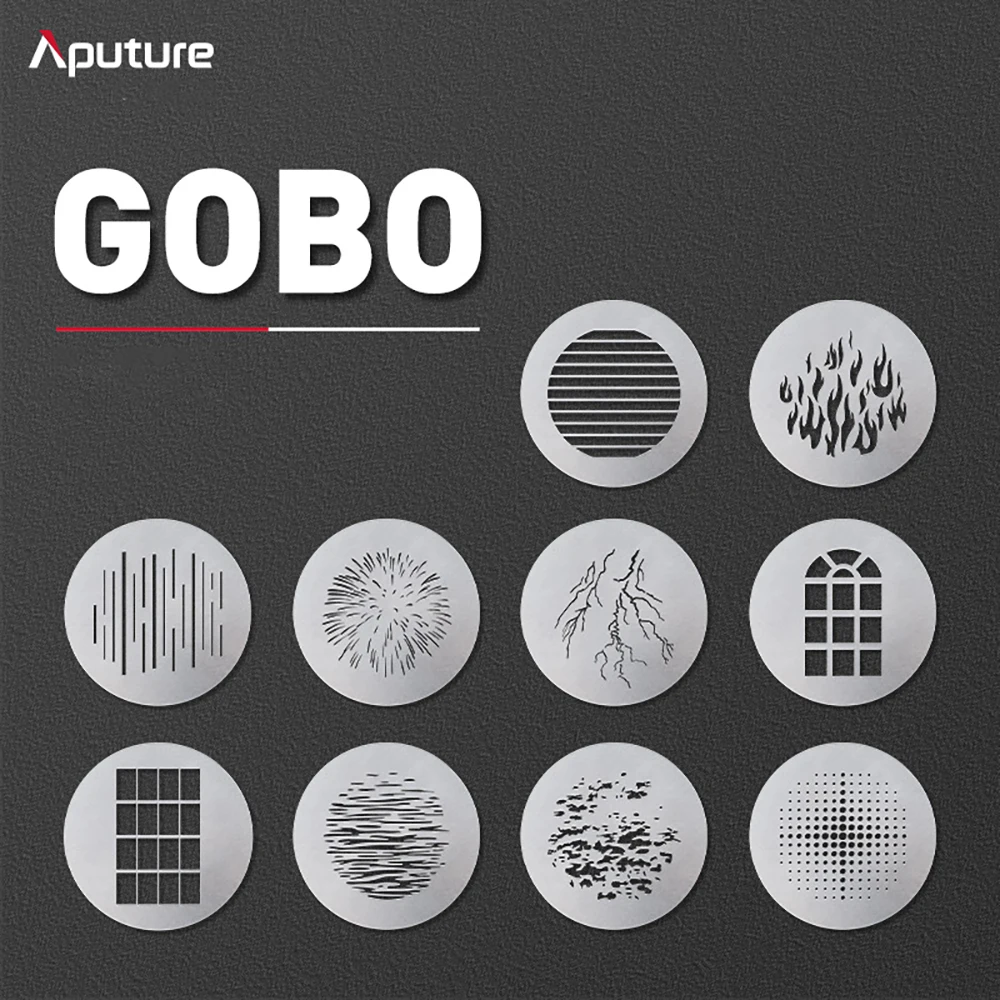Aputure 10 Gobo Kit Photography Fill Light Projection Projection Film for Spotlight Mount