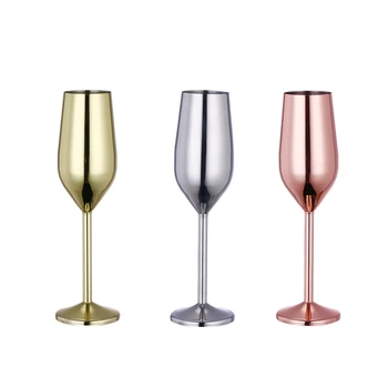 

European 304 stainless steel champagne goblet creative gold drinking standing cup wine bar decoration wineglass champagne glass