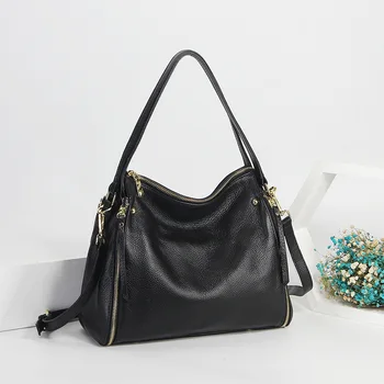 

2020 spring and summer new leather portable female bag casual fashion first layer cowhide diagonal shoulder bag