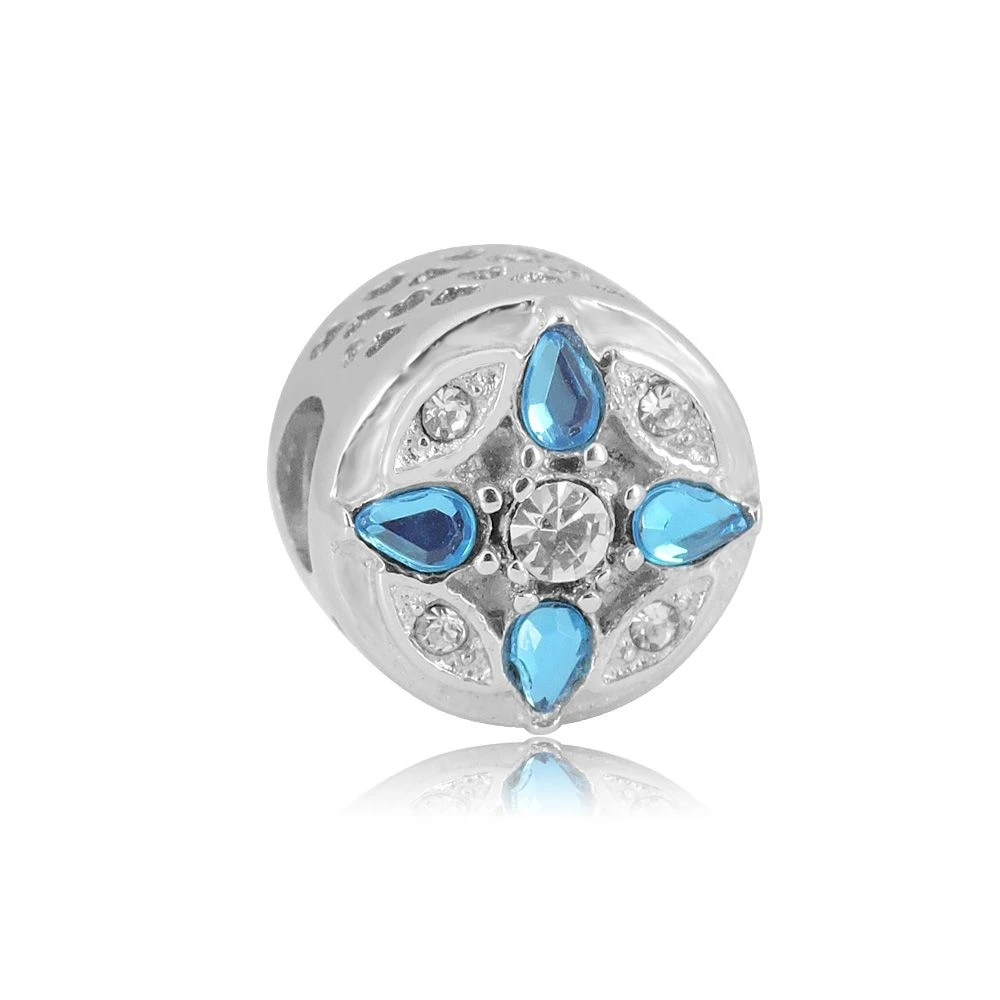 Блестящие аксессуары в виде синего цветка шармы сферической формы, ювелирные изделия из нержавеющей стали для женщин, модный браслет и ожерелье