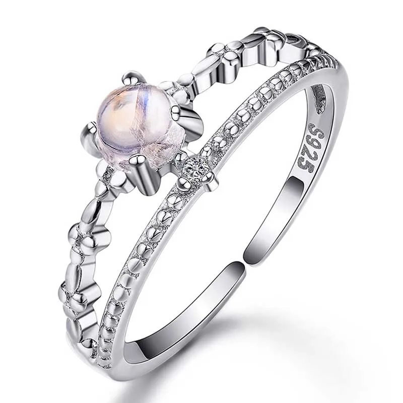 Bague Ringen серебряные 925 кольца Женские Простые модные обручальные кольца с натуральным лунным камнем драгоценный камень хорошее ювелирное изделие подарок