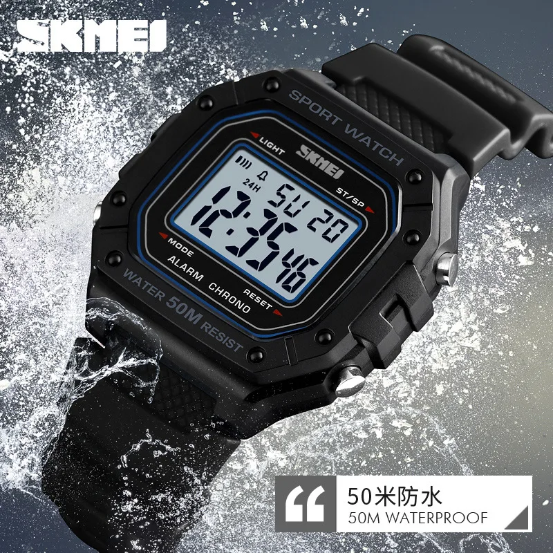 Skmei xue sheng kuan Motion многофункциональные электронные часы горячая Распродажа водонепроницаемые электронные классические квадратные часы для мужчин и